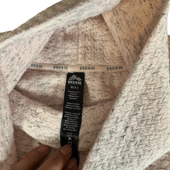 RBX Cowl Neck Heavy Knit Quilted Tunic Pullover Light Pink Sz Med Front Pockets - Picture 9 of 13